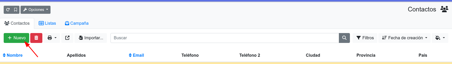 crear nuevo contacto CRM