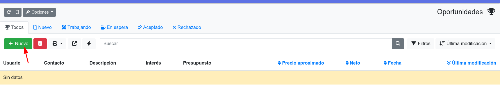 crear nuevo lead