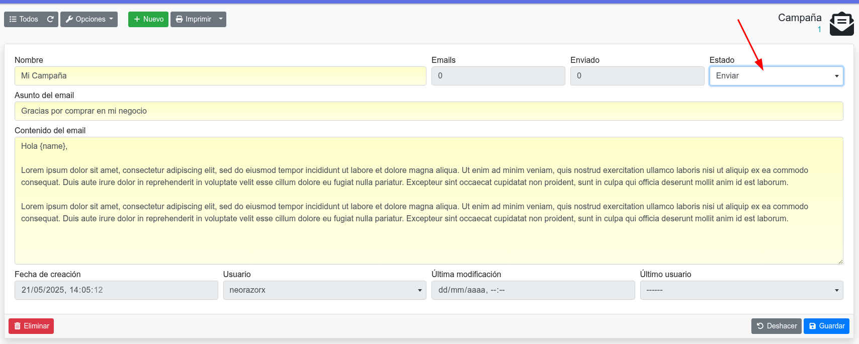 enviar campaña de emails