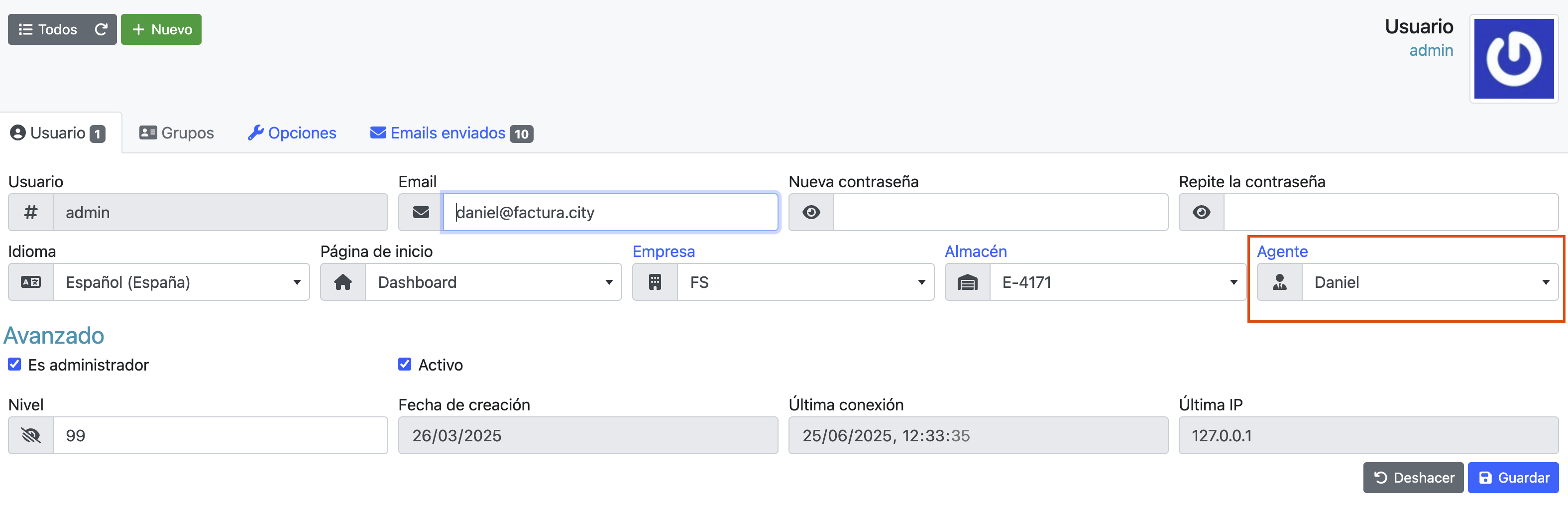 Vincular empleado con agente