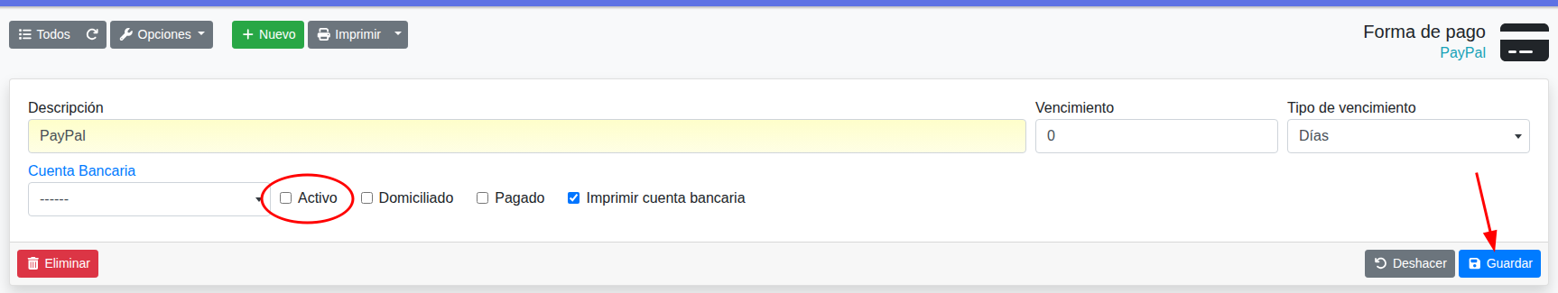 ocultar forma de pago