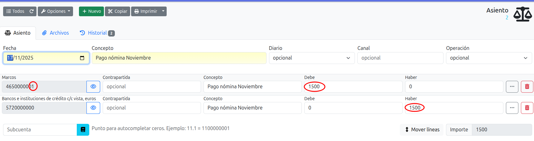 pago nómina generado