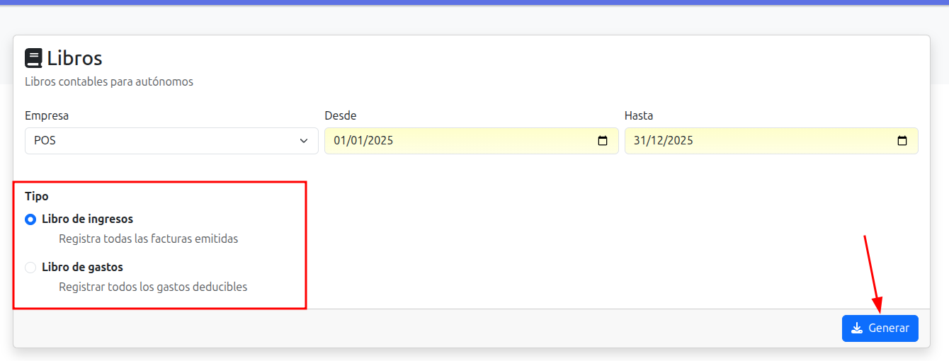 sacar libros ingresos y gastos