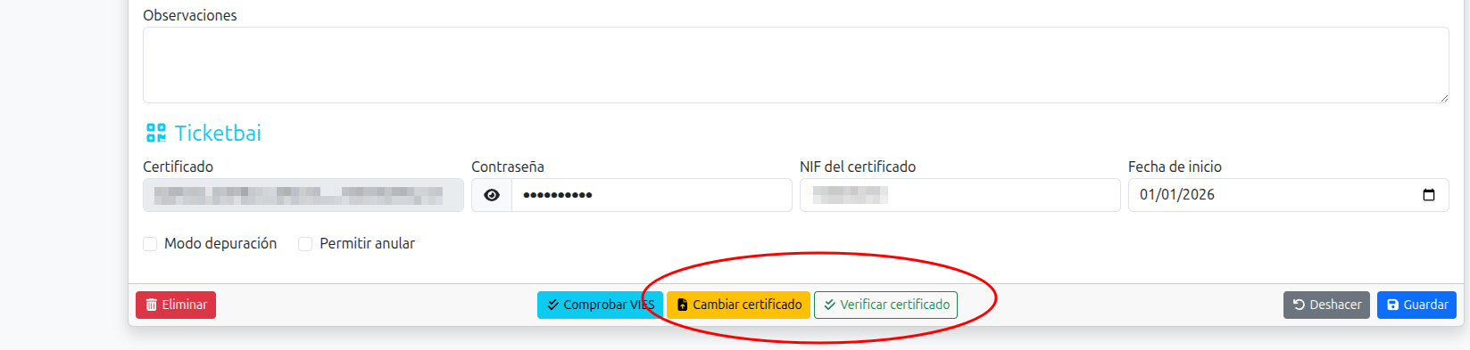 cambiar certificado y verificar