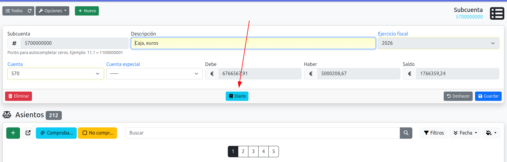 imprimir mayor subcuenta