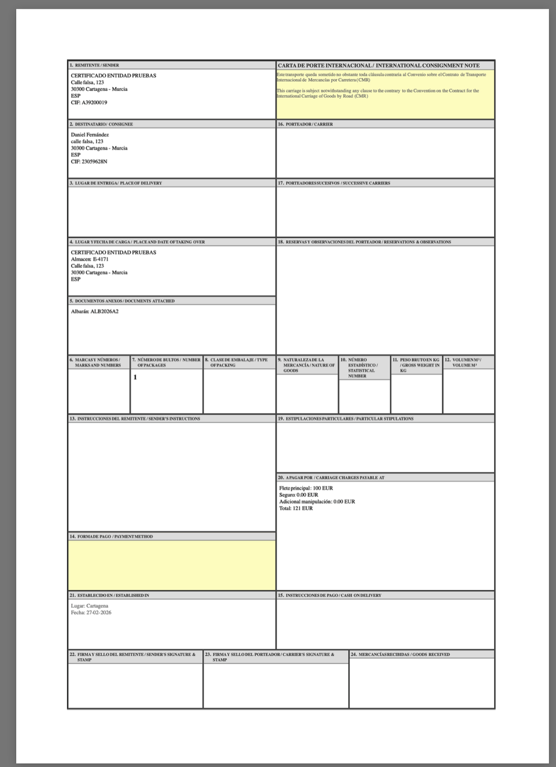 ejemplo carta de porte