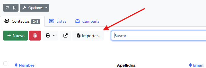 Botón Importar contactos