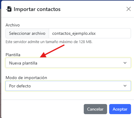 Opciones plantillas