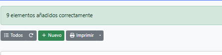 Resultado de la importación