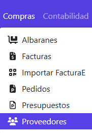 Menú Compras > Proveedores