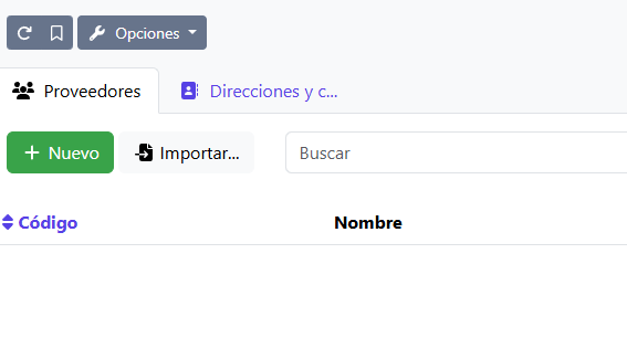 Botón Importar proveedores