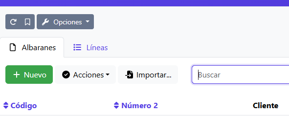 Nuevo albarán