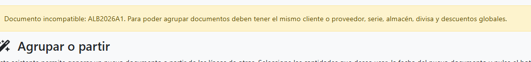 documento incompatible