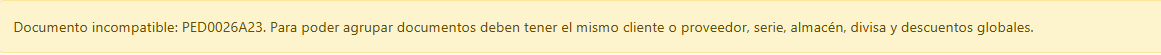 Documento incompatible