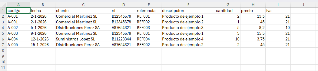 Excel ejemplo