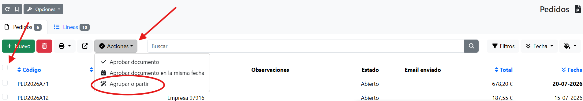 Agrupar desde listado