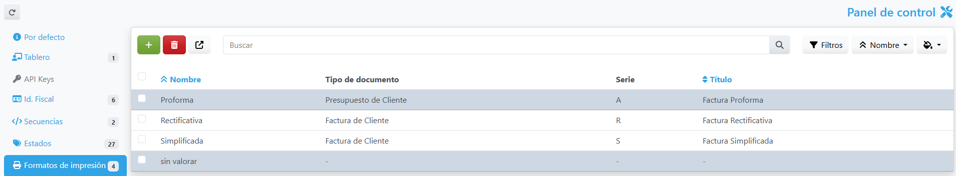 Formatos de impresión