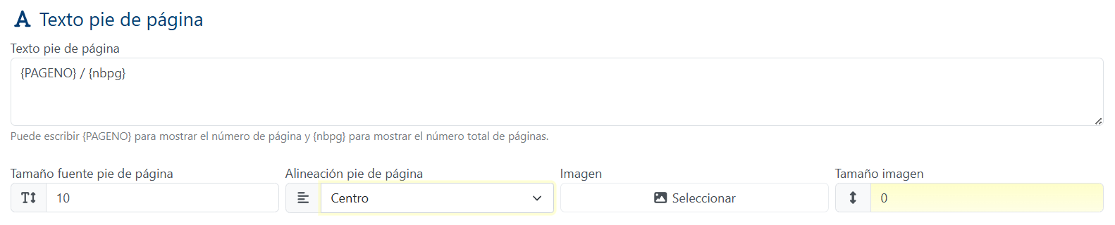 Texto piede de pagina