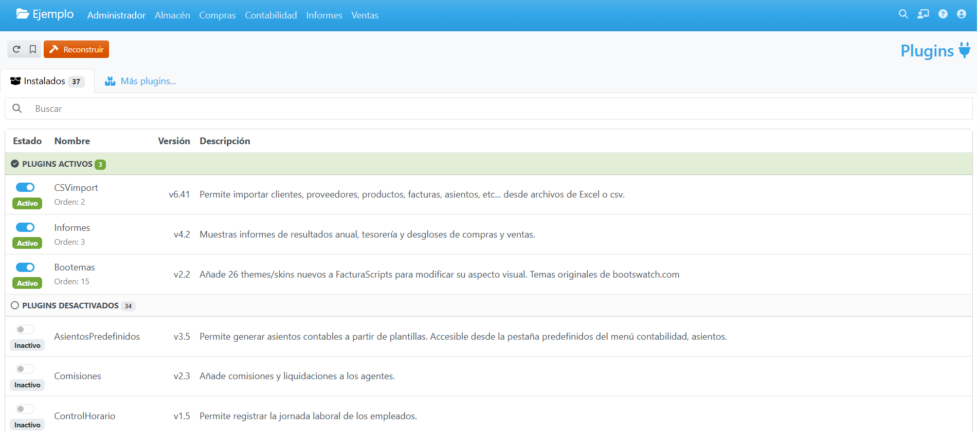 Listado de plugins