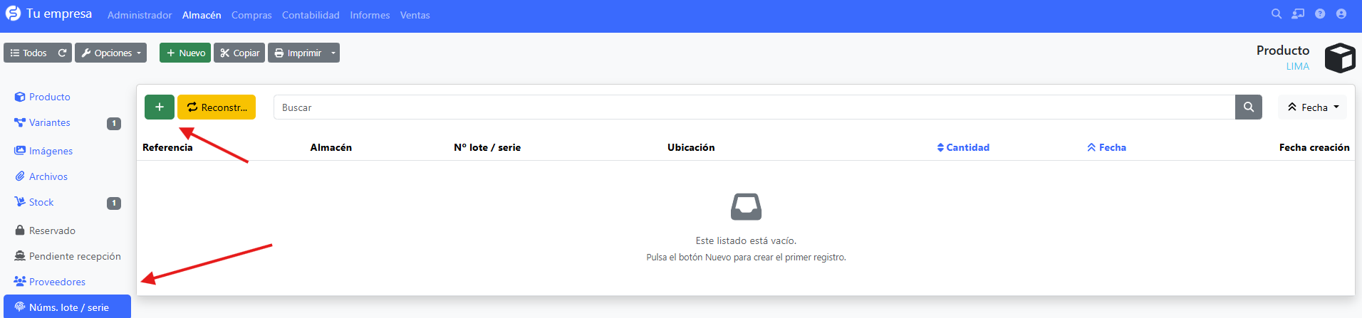 Nuevo lote