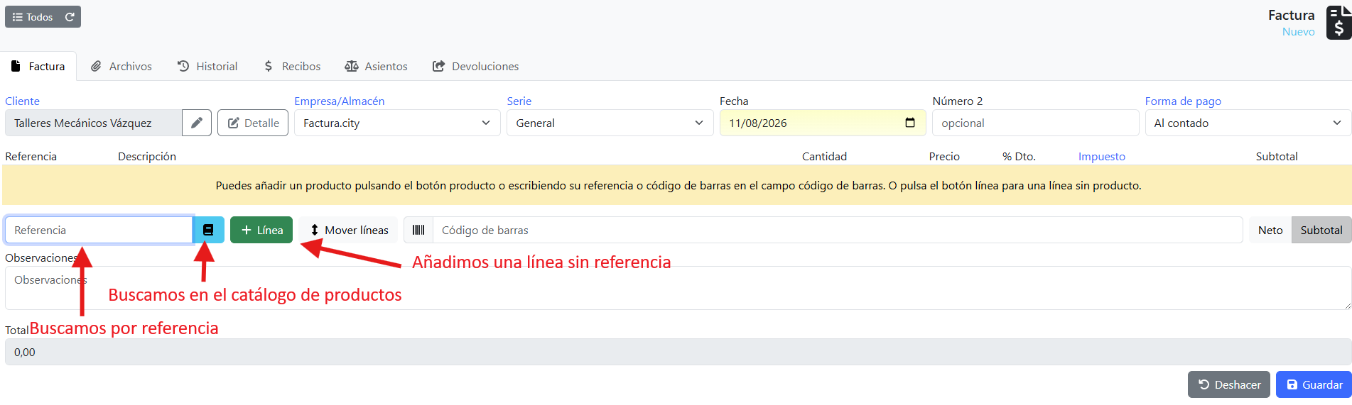 añadir factura