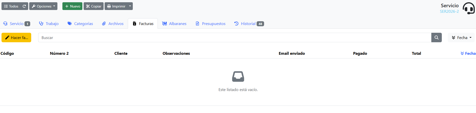 facturar servicio