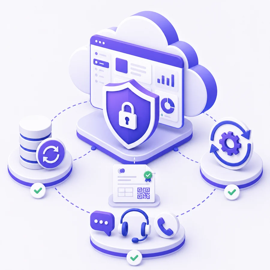 Servicio en la nube con copias, actualizaciones y soporte