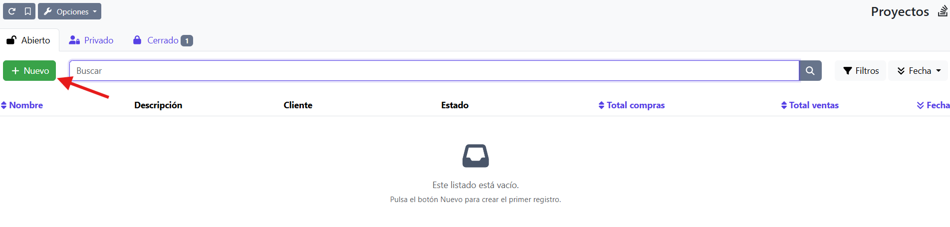 nuevo proyecto
