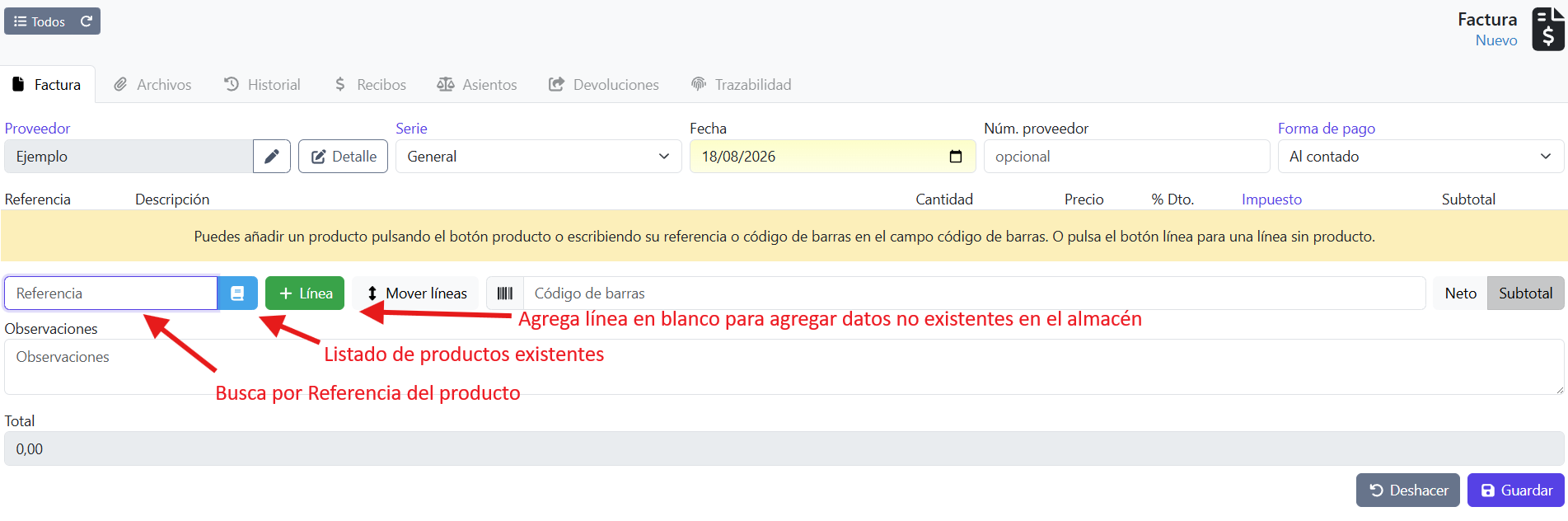 Nueva Linea factura