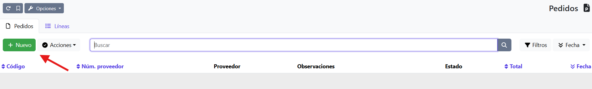 Nuevo pedido