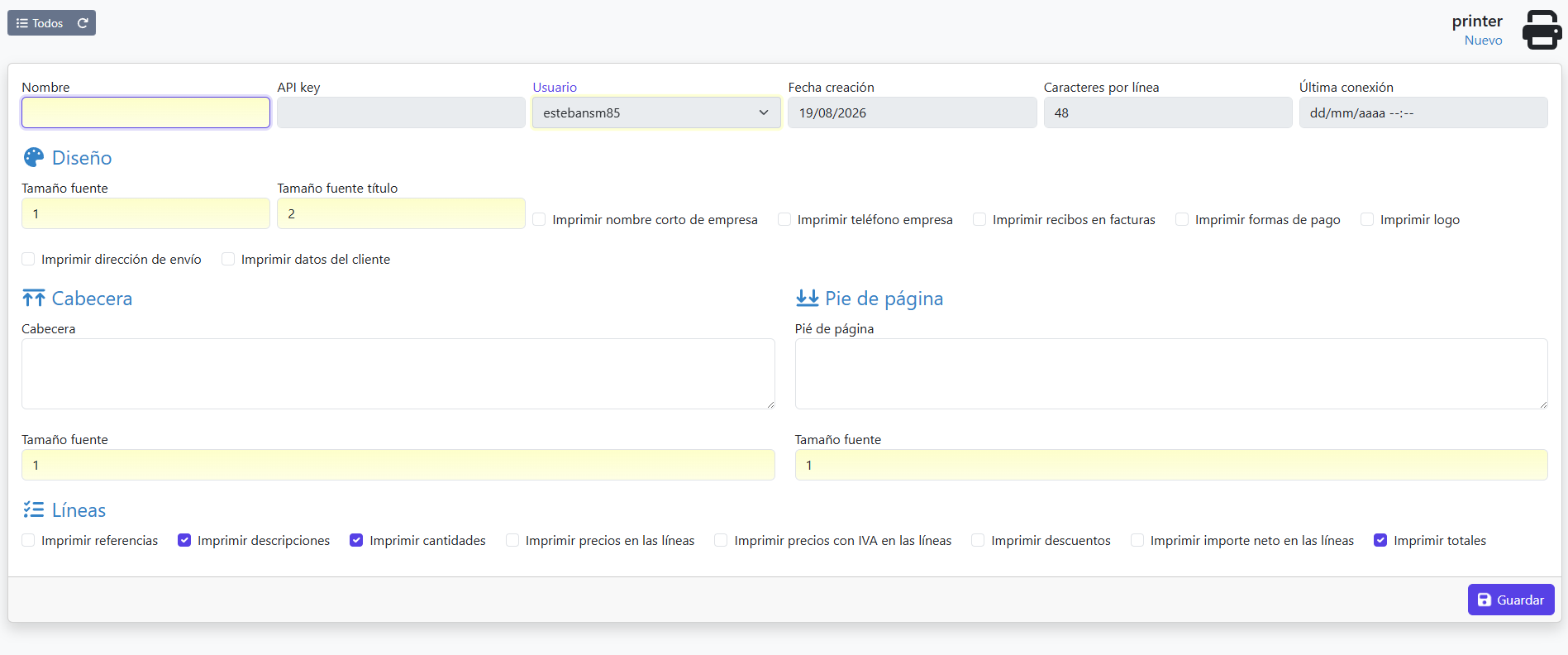 añadir impresora de tickets