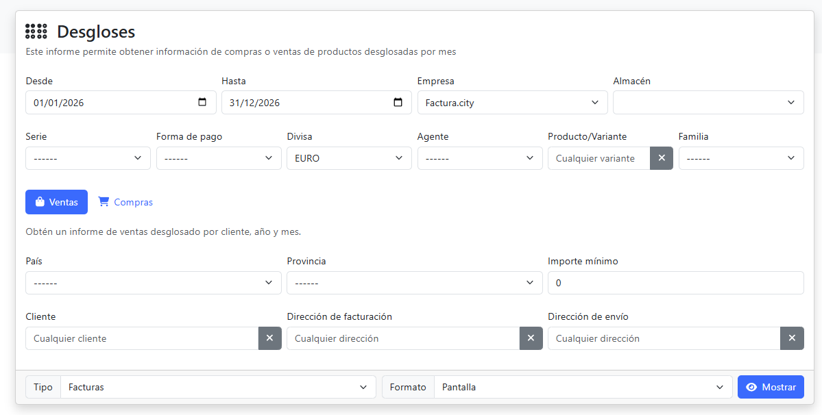 rellenar informe desgloses
