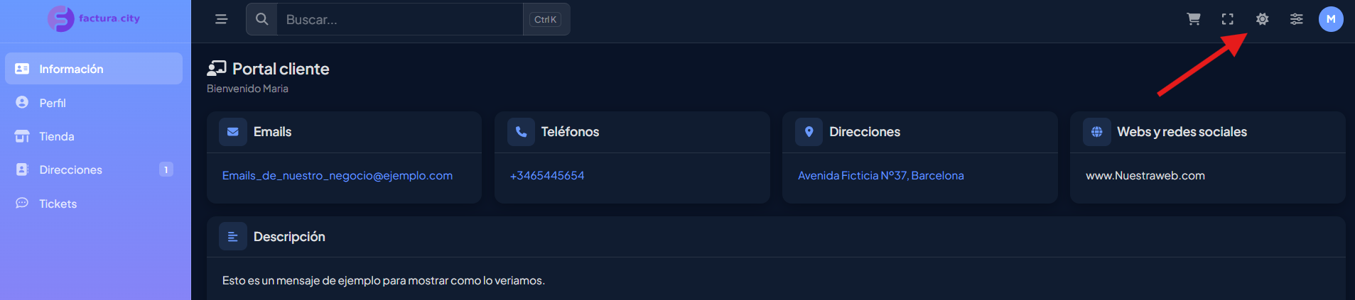 Botón de cambio de tema en la cabecera del portal oscuro