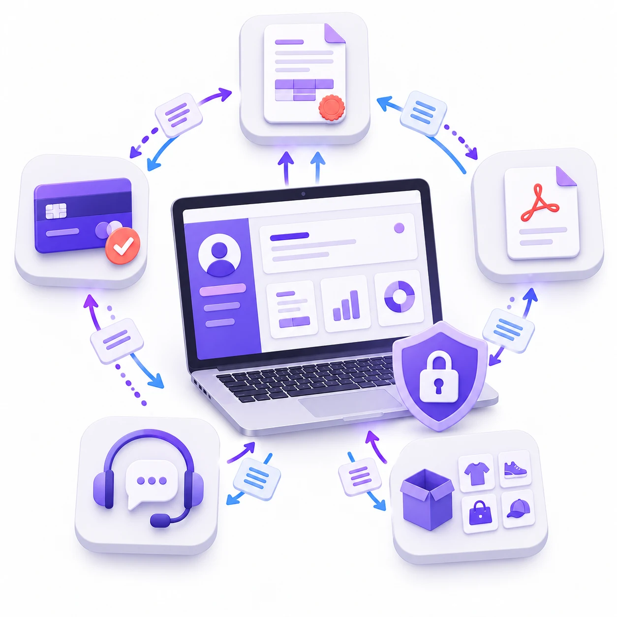 Portal privado con facturas, pagos, soporte y catálogo para cada cliente